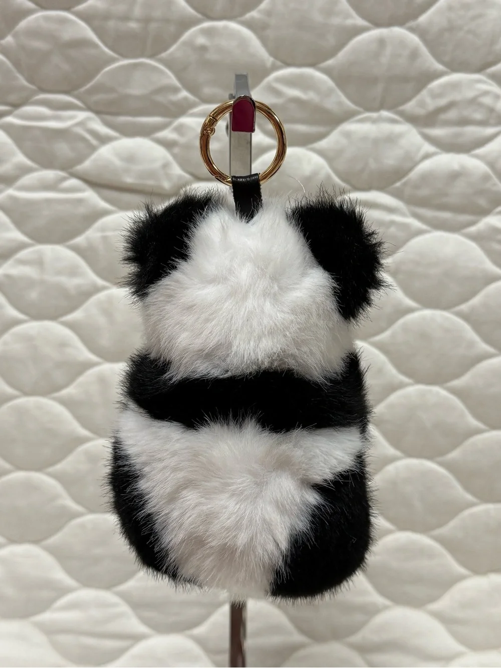 Plush Panda Keychain - Black & White Faux Fur